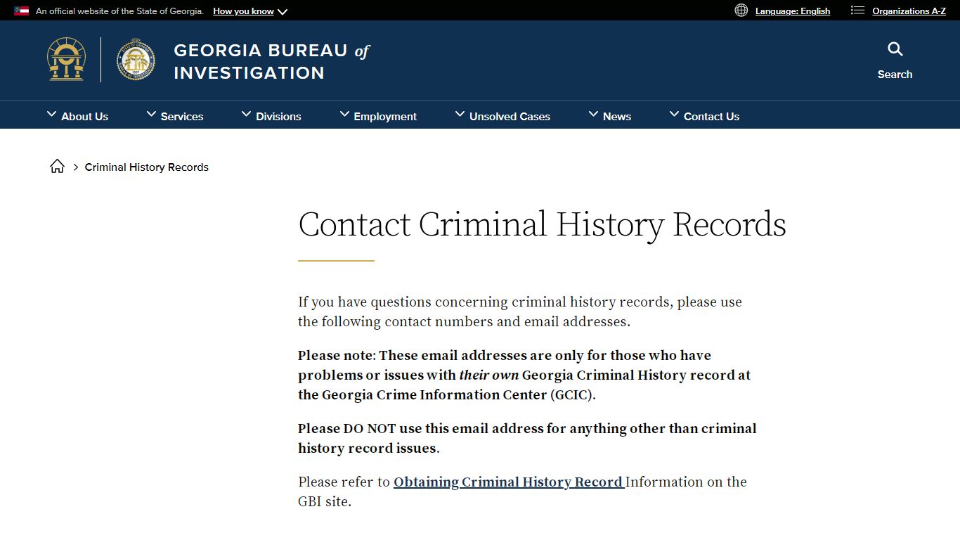 Criminal History Records | Georgia Bureau of Investigation